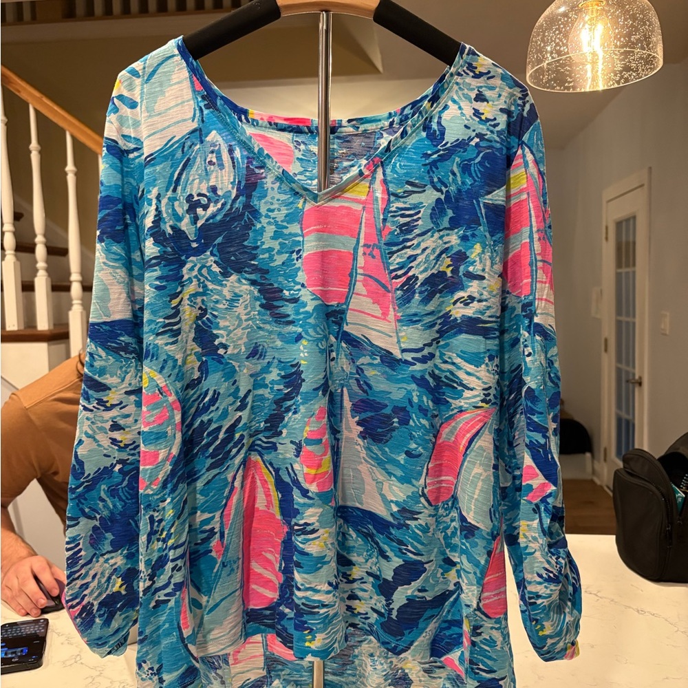 Lilly Pulitzer Blue and Pink Blouse